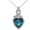 Blue Aquamarine, variant on Solid 925 Silver Heart Ribbon Pendant Necklace with CZ Gemstone Birthstone