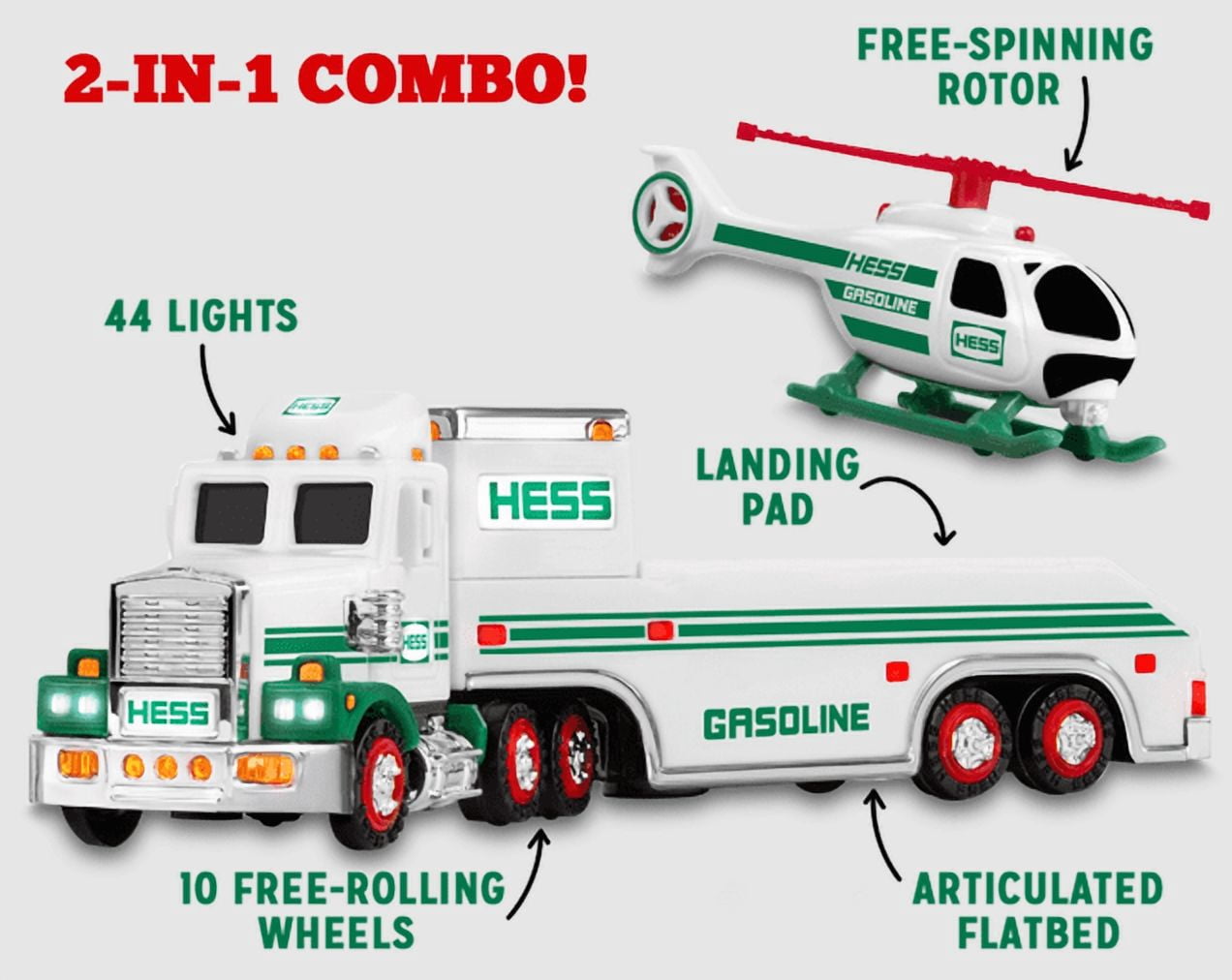Hess 2025 Mini Collection 5 in 1 Toy Set - Truck with Helicopter, Tanker, Truck with Dragster