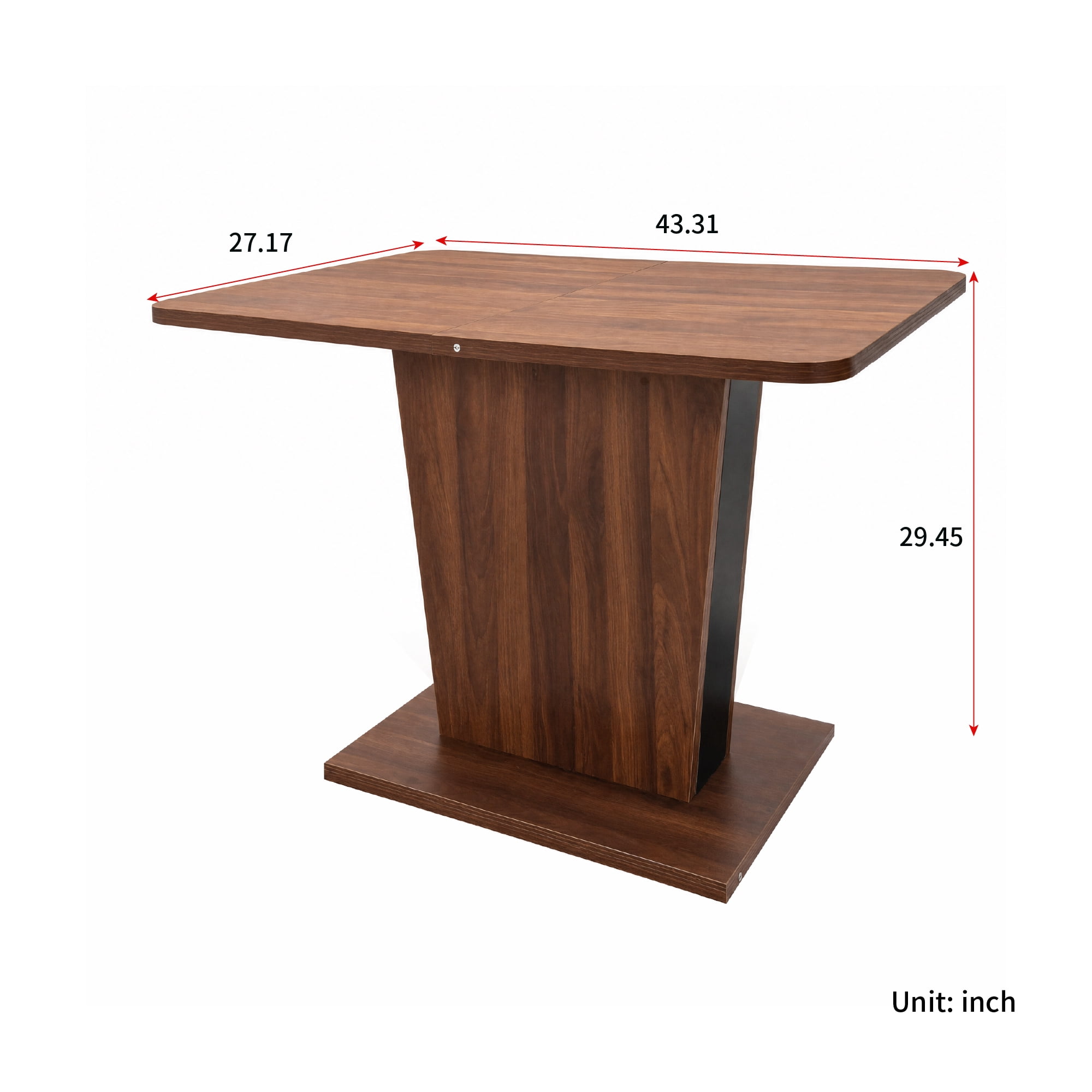 Mintazer Extendable Dining Table, Expandable Pedestal Kitchen Table for Small Space for Dining Room Apartment, Walnut Brown