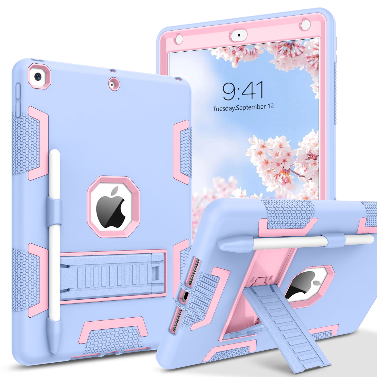BENTOBEN Case for iPad 9th Gen with Pencil Holder, Compatible with iPad 8th/ 7th Gen, 10.2" Pc Tpu Shockproof Rugged Shockproof Kickstand Hybrid Bumper Protective Cover