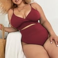 thumbnail image 2 of Danhjin Womens Plus Size Swimsuit Summer Beach Sexy Solid High Waisted Bikini Sets Two Piece Swimsuit, 2 of 5
