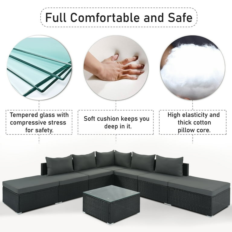 SESSLIFE Rattan Patio Sectional Sofa 8 PCS Outdoor Couch Sets