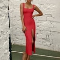 thumbnail image 4 of TMOYZQ Wedding Guest Dress for Women Spaghetti Straps Bodycon Maxi Dress Backless Thigh-High Slit Cocktail Party Dress, 4 of 8