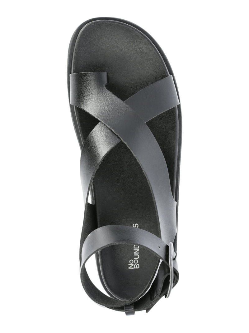 No Boundaries Women's X-Strap Toe Loop Sandals Adjustable Ankle