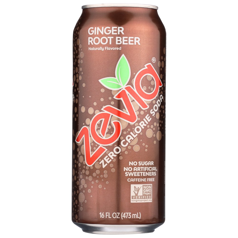 Zevia Soda Zero Calorie Ginger Root Beer Tall Girls Can, 16 Fl Oz