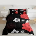 thumbnail image 2 of Manfei Vintage Country Floral Full Size Comforter Sets,Japanese Minimalist Style Bedding Comforter Set,Red Lack Bedding Sets For Teens,Breathable Home Decor Reversible,3pcs, 2 of 8