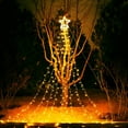 thumbnail image 2 of Lámpara Led de estrella de cinco puntas, cascada, agua corriente, energía Solar, patio, luces de estrella decorativas para exteriores, cadena impermeable, enchufe de EE. UU. JAMW Sencillez, 2 of 5