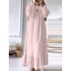 thumbnail image 1 of Generic 2025 Muslim Women's Wear Robe Spring and Autumn New Fashion Puff Sleeve Vintage Pocket Hem Ruffle Dress, 1 of 1