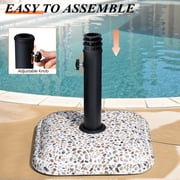 Crestlive Products Patio Umbrella Base 45lbs, Concrete with Cobblestone Decor Heavy Duty Square Stand for Deck Poolside Yard (Cobblestone)