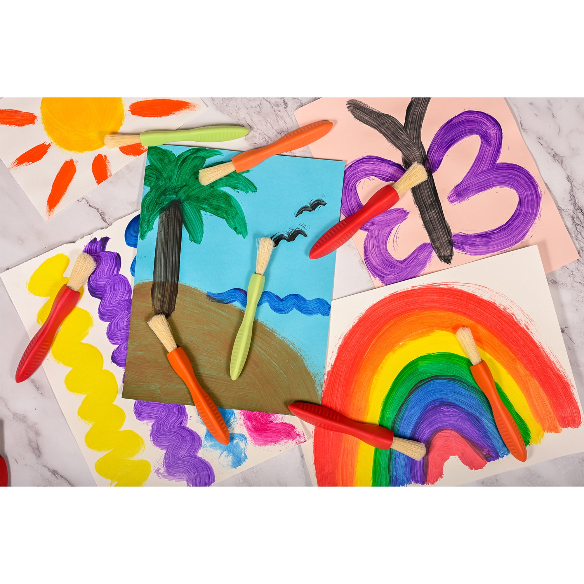 READY 2 LEARN Triangle Grip Toddler Paint Brushes - Set of 24
