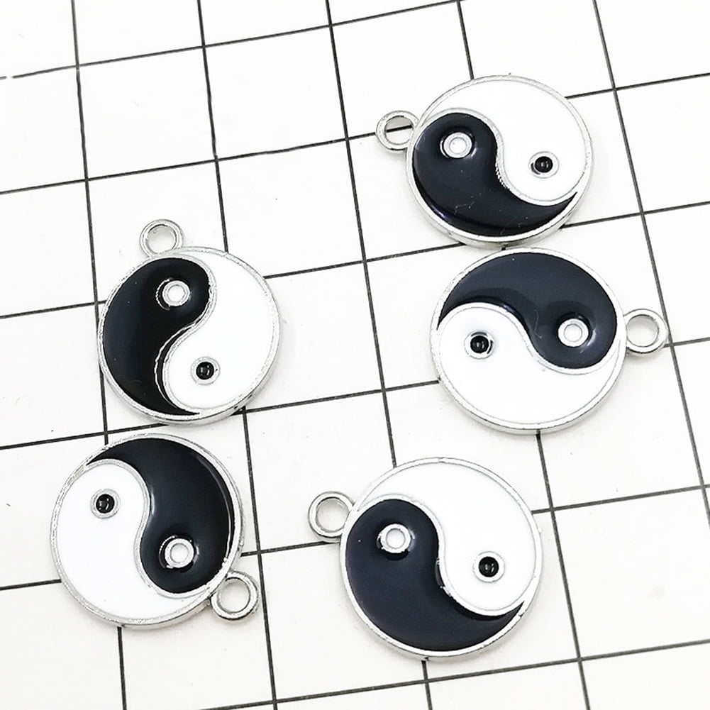 10Pcs Yin Yang Double Sided Enamel Necklace Pendant DIY Jewelry Accessory
