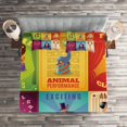 thumbnail image 2 of Ambesonne Colorful Quilted Coverlet 3 Pcs, Retro Circus Animals, King Size, Multicolor, 2 of 2