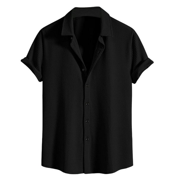 pstuiky camisetas para hombre, Camisa informal de manga corta con solapa de color liso para hombre camisas casuales para hombre xl