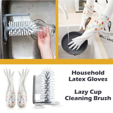 

VKEKIEO Household Latex Gloves Suction Wall Type Lazy Cup Cleaning Brush