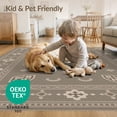 thumbnail image 4 of ODIKA 8'x10' Brown Beige Geometric Medallion Design Washable Area Rug Intricate Moa-01-Mh-Cocoa-Stone Motif Durable, Non-Slip for Living Room, Under Sectional, Family, 4 of 7