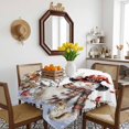 thumbnail image 3 of Christmas Snowman Table Cloth Waterproof Tablecloths, Xmas Snowflake Elk Eucalyptus Leaves Tablecloth Dining Table Cover for Kitchen Party Tabletop Outdoor, Square Tablecloth 54x54 Inch, 3 of 9