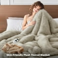 thumbnail image 2 of PMONPA Electric Heated Blanket, 61"×81" Faux Fur Heated Blanket for Adult, Fast Heating with 4 Hours Auto Shut Off Timer, Beige & Black, 2 of 7