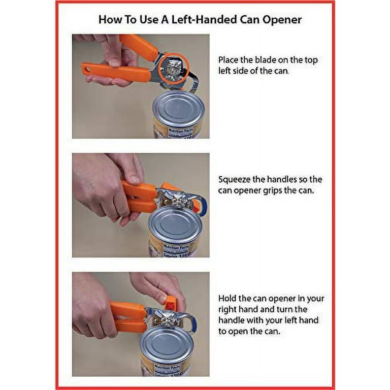 Left Handed Manual Can Opener, Orange Handle 