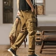 thumbnail image 4 of bbymog Pants for Men Solid Color Cargo Pant Comfy Casual Joggers Outdoor Workout Running Sweatpants with Pockets Beige B XXL, 4 of 4