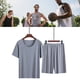 thumbnail image 4 of 2 unids hombres shortsleeve ropa de dormir crewneck casual verano dormir conjunto piel agradable para el verano, 4 of 8