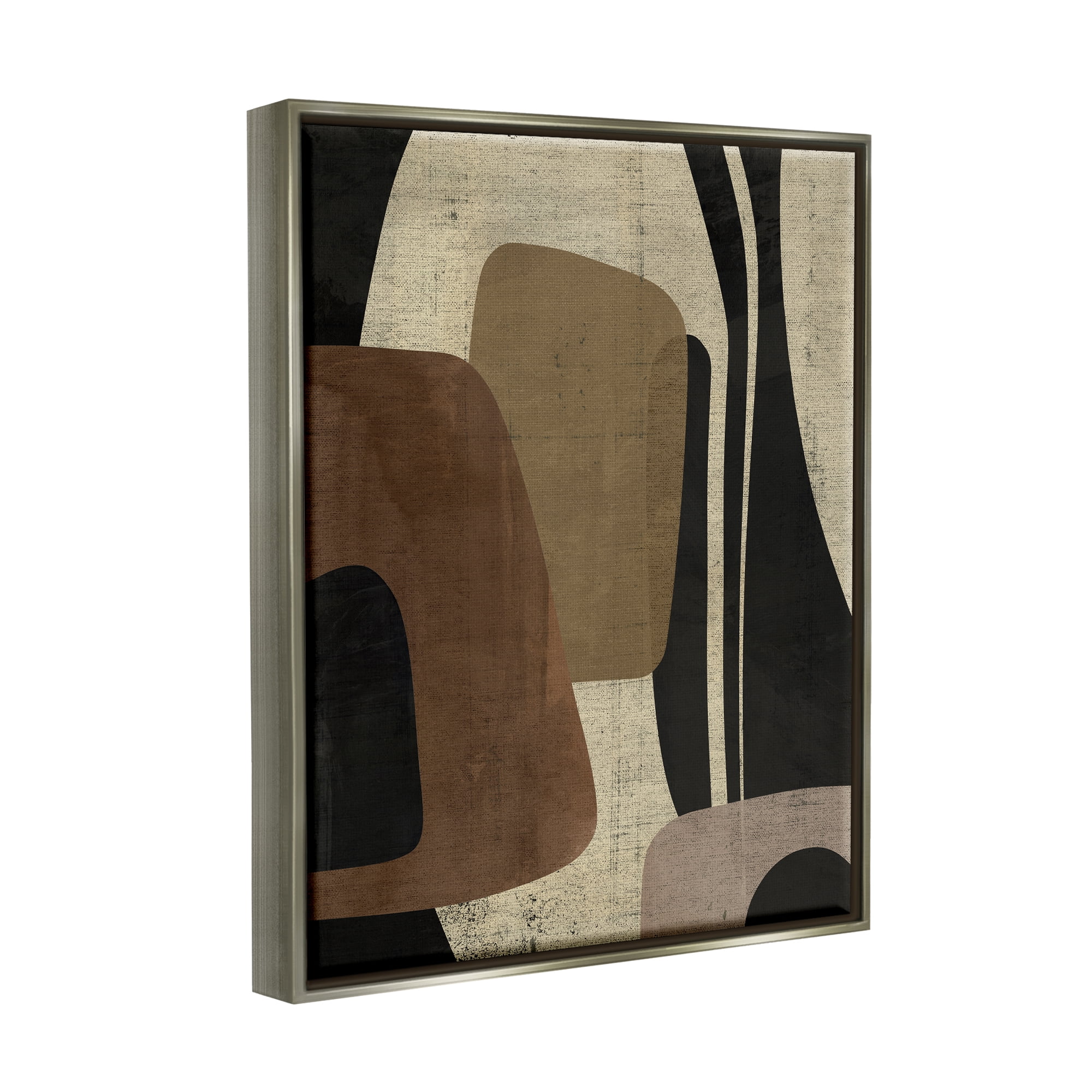 Stupell Industries Brown Retro Abstraction Abstract Painting Gray Floater Framed Canvas Art Print Wall Art, 25 x 31