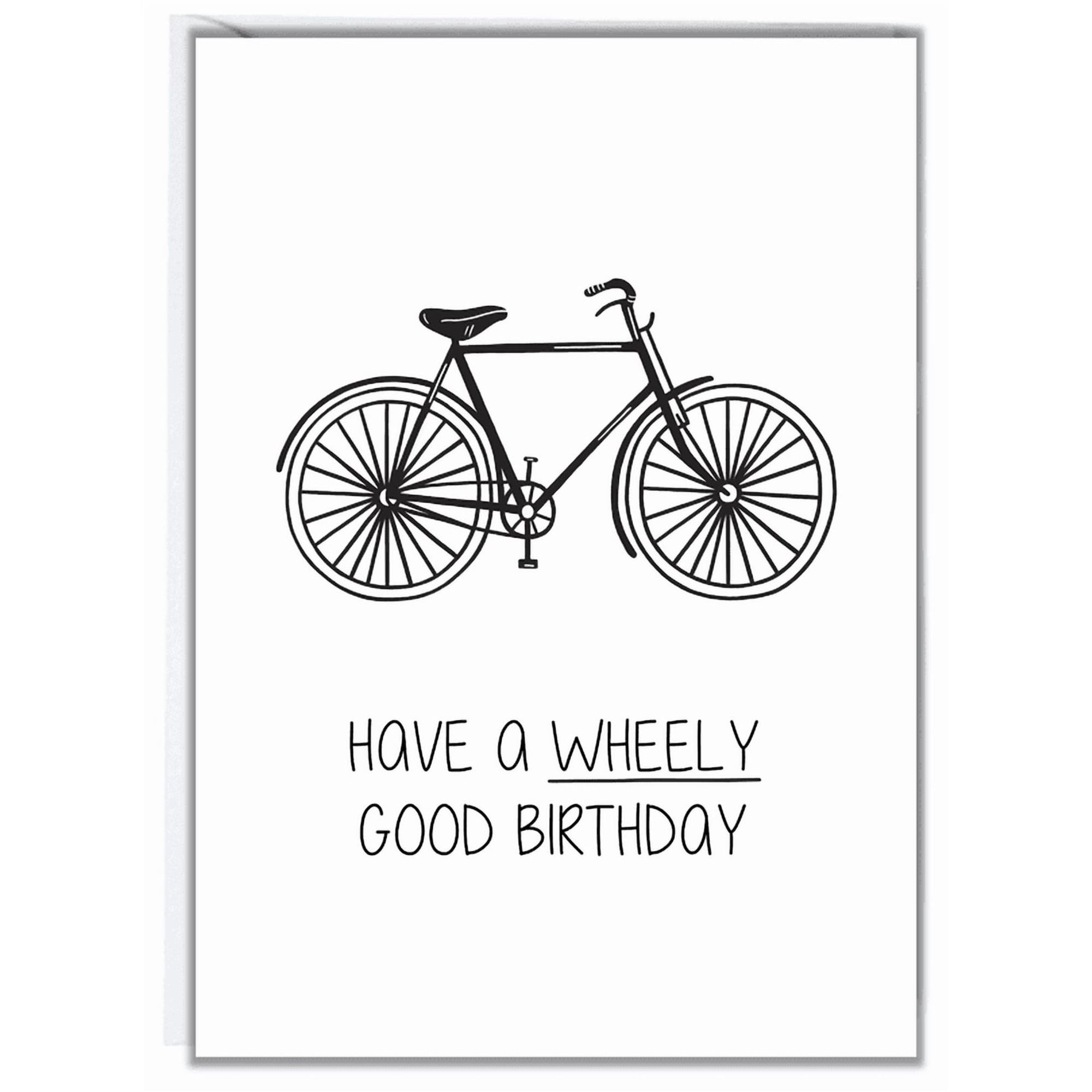 Have a Wheely Good Birthday Card – Fun Bicycle Design – Blank Inside for Personal Messages – Perfect for Friends and Family Birthdays