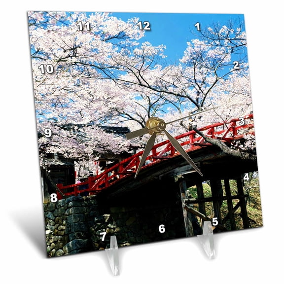 3dRose, Cherry Blossoms, 6x6 Desk Clock