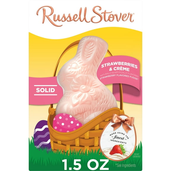 RUSSELL STOVER Easter Solid Strawberries & Crème Easter Bunny, 1.5 oz.
