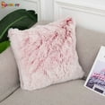 thumbnail image 3 of Spencer Soft Faux Fur Throw Pillow Covers Luxury Plush Shaggy Cushion Cover Case for Sofa Couch Bed Home Decorative (18" X 18",Pink), 3 of 8
