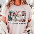 thumbnail image 2 of Coquette Pink Christmas T‑Shirt, It's The Most Wonderful Time Of The Year Vintage Tree, Reindeer, Santa and Snowman Tee, 2 of 8
