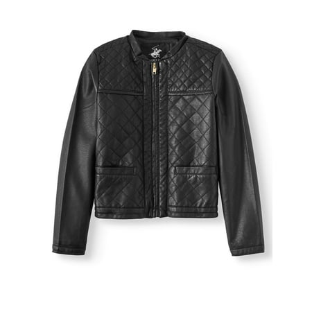 - Beverly Hills Polo Club Girls' Quilted Faux Leather Jacket