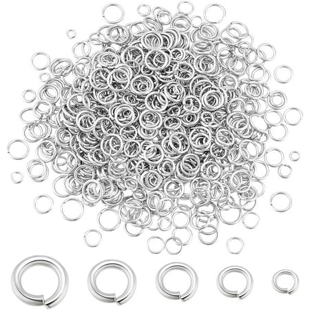 1000Pcs Open Jump Rings 5 Style Jump Rings Stainless Steel Jump Rings Jump Loops Opener Split Rings for Necklaces Keychains 2.5~6mm
