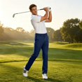 thumbnail image 7 of Mens Slim Fit Casual Work Bottoms Golf Dress Pants Quick Dry Straight Leg Trousers Blue XL, 7 of 7