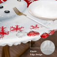 thumbnail image 3 of Red Snowman Christmas Round Tablecloth, Fitted Table Cover with Elastic for 36"-44" Round Tables, Xmas Balls Snowflake Table Cloth Outdoor Indoor Dinning Party Waterproof Tablecloths, 3 of 7