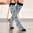 thumbnail image 5 of FORMRS Womens Knee High Socks Casual Long Thick Travel Daily Wear, 1 Pair, Blue Cute Train Pattern, 5 of 6