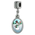 thumbnail image 1 of Snowman Waving Christmas Holiday Italian European Style Bracelet Oval Charm Bead, 1 of 4