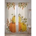 thumbnail image 5 of Yellow Orange Pumpkin Sheer Curtains 84 inches Long, Retro Fall Leaf Cartoon Thanksgiving Light Filtering Sheer Window Curtains Rod Pocket Voile Drapes for Bedroom Living Room, 52"W x 84"L 2 Panels, 5 of 7