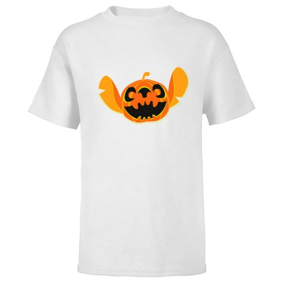 Disney Stitch Jack-O’-Lantern Halloween - Short Sleeve T-Shirt for Kids - Customized-White