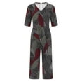 thumbnail image 5 of Roncen Women's Printed Jumpsuit - Casual Short Sleeve V-Neck Romper with Back Zipper & Side Pockets, Long Loose Fit Pants, 5 of 5