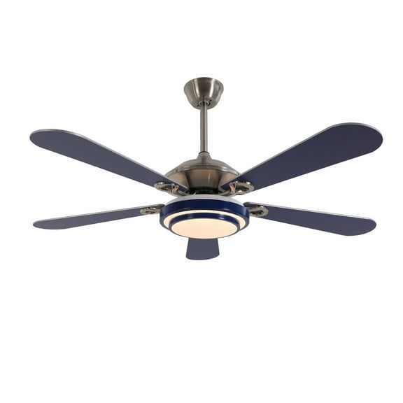 Ceiling Fan Light, 6-Speed Wind, Remote Control, Modern Silver and Blue Design, Adjustable Light Color (3000K-6000K), Pure Copper Motor for Quiet Operation