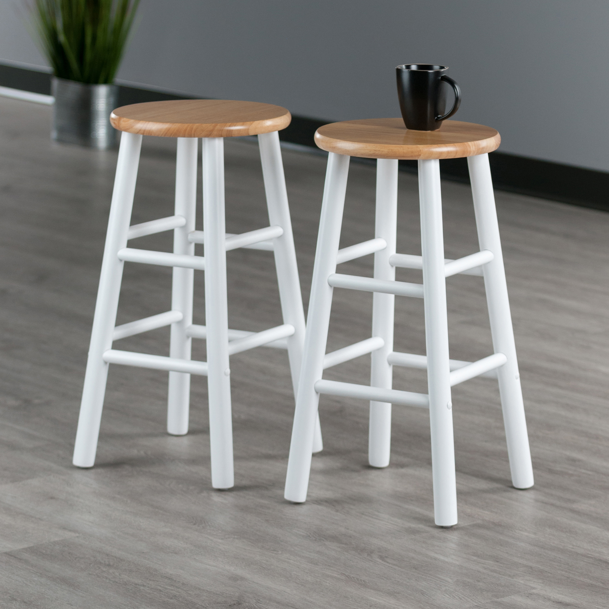 Winsome Wood Huxton 2-Piece Counter Stools, Natural & White Finish - image 2 of 10