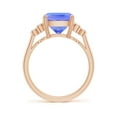 thumbnail image 2 of ANGARA Natural Cushion 3.8 ct Tanzanite Ring with Trio Bezel Diamonds in 14K Rose Gold for Women (Size-11x9mm) | December Birthstone, Anniversary, Jewelry Gift for Women | Natural Tanzanite Ring, 2 of 9