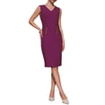 thumbnail image 1 of Vestido lápiz de longitud a la rodilla para mujer sin mangas con escote en V, vestido ceñido de oficina para el verano 2025, color morado, 1 of 5