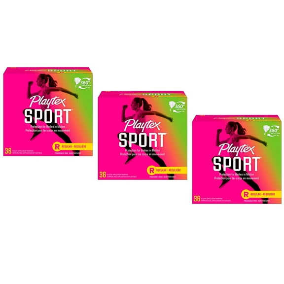Playtex Sport Regular Absorbency Tampons, Unscented 36 ea (Pack of 3)