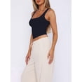 thumbnail image 5 of Women'S Sleeveless Square Neck Tank Top Double Layer Basic Crop Tops Summer Workout Casual Tops Navy Blue XL, 5 of 7