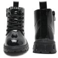 thumbnail image 3 of DADAWEN Toddler Boys Girls Combat Boots Waterproof Ankle Boots With Side Zipper Black/Glossy leather 13 Little Kid, 3 of 7