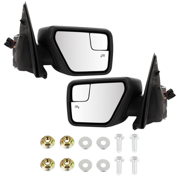 SCITOO Towing Mirrors Compatible With 2021-2024 For Ford For F150 Pickup Truck A Pair(Left Right Side Tow Mirrors) With Power Adjusted Heated Turn Singal Light Black Cap Housing