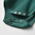 thumbnail image 2 of Newborn Baby Boy Clothes Ribbed Knitted Cotton Short Sleeve Romper +Pants Solid Color Summer Outfits Dark Green 3-6 Months, 2 of 6