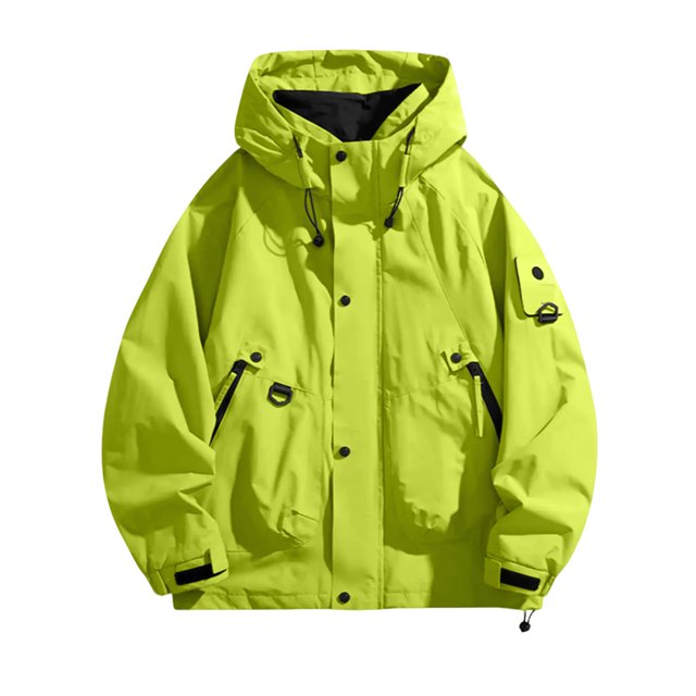 Coupe-vent Léger pour Femmes, Veste à Capuche Résistante à l'Eau, Design Compact et Pliable pour Course, Camping et Préparation d'Urgence Vert Fluorescent 2TG