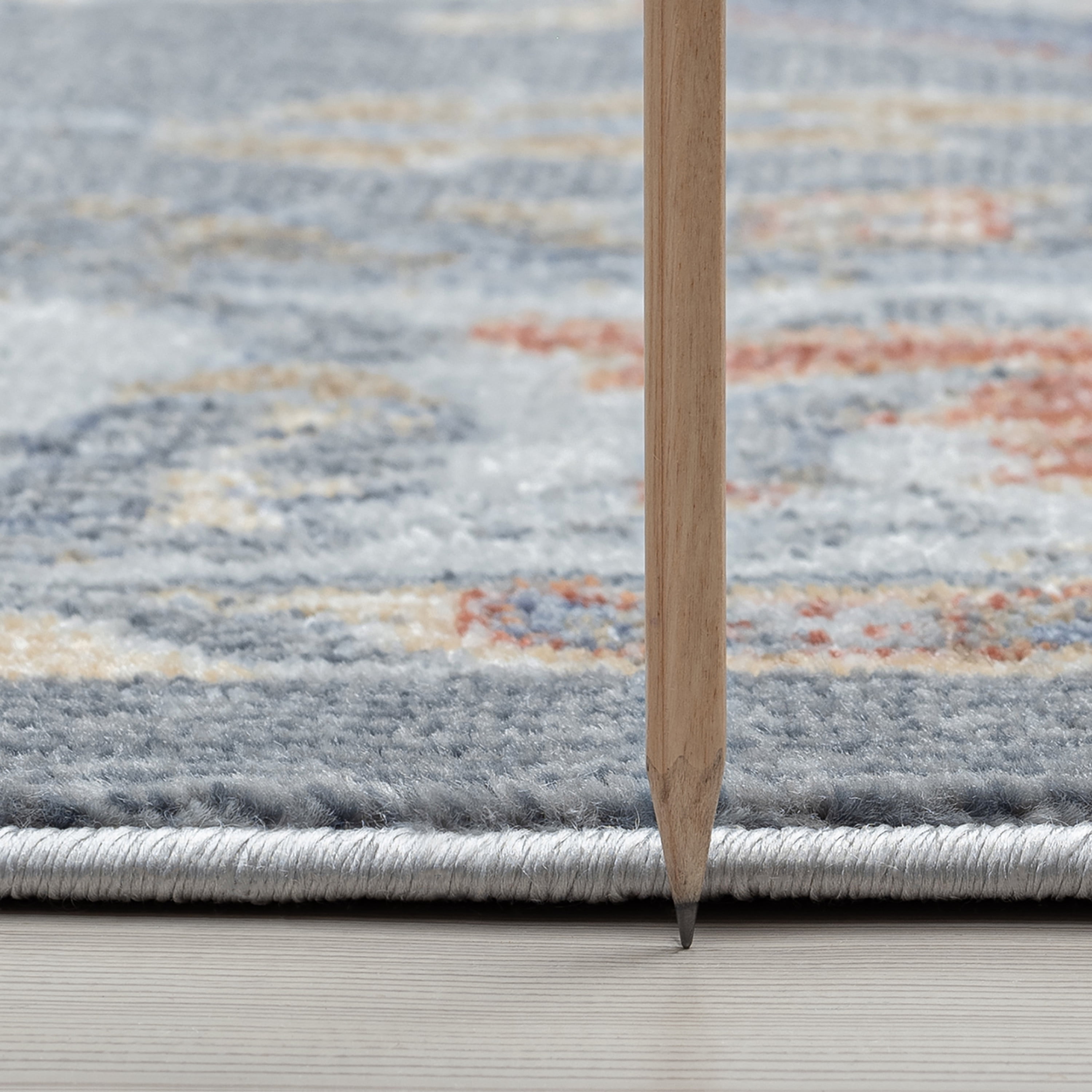 Allure Traditional 2' x 7' Charcoal and Navy Polypropylene Indoor Area Rug